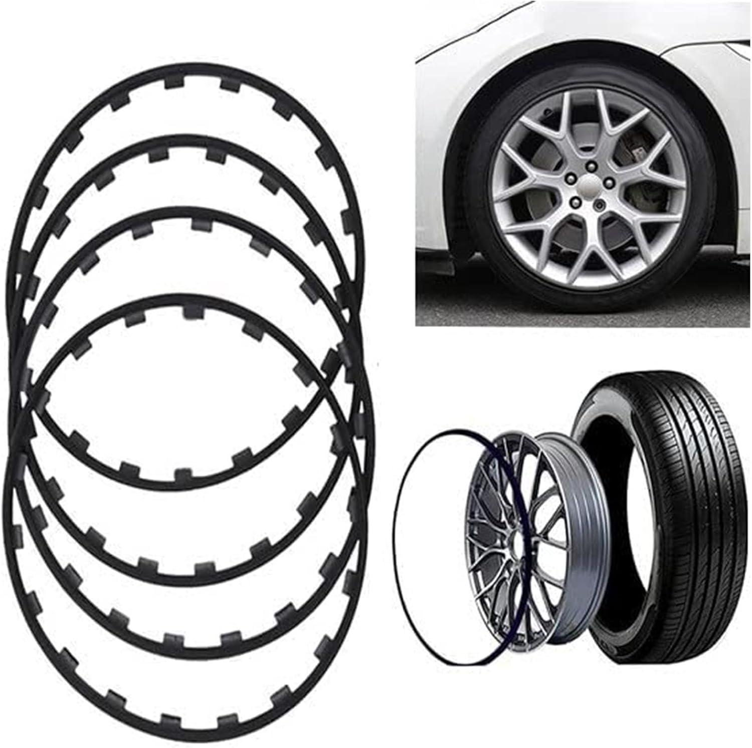 Wheel Protection Ring 4 Piece Set Universal Car Wheel Rim Protectors 16-20in Wheel Hub Rim Edge Protection Ring Anti-Collision Anti-Scratch Car Refit Trims Kit