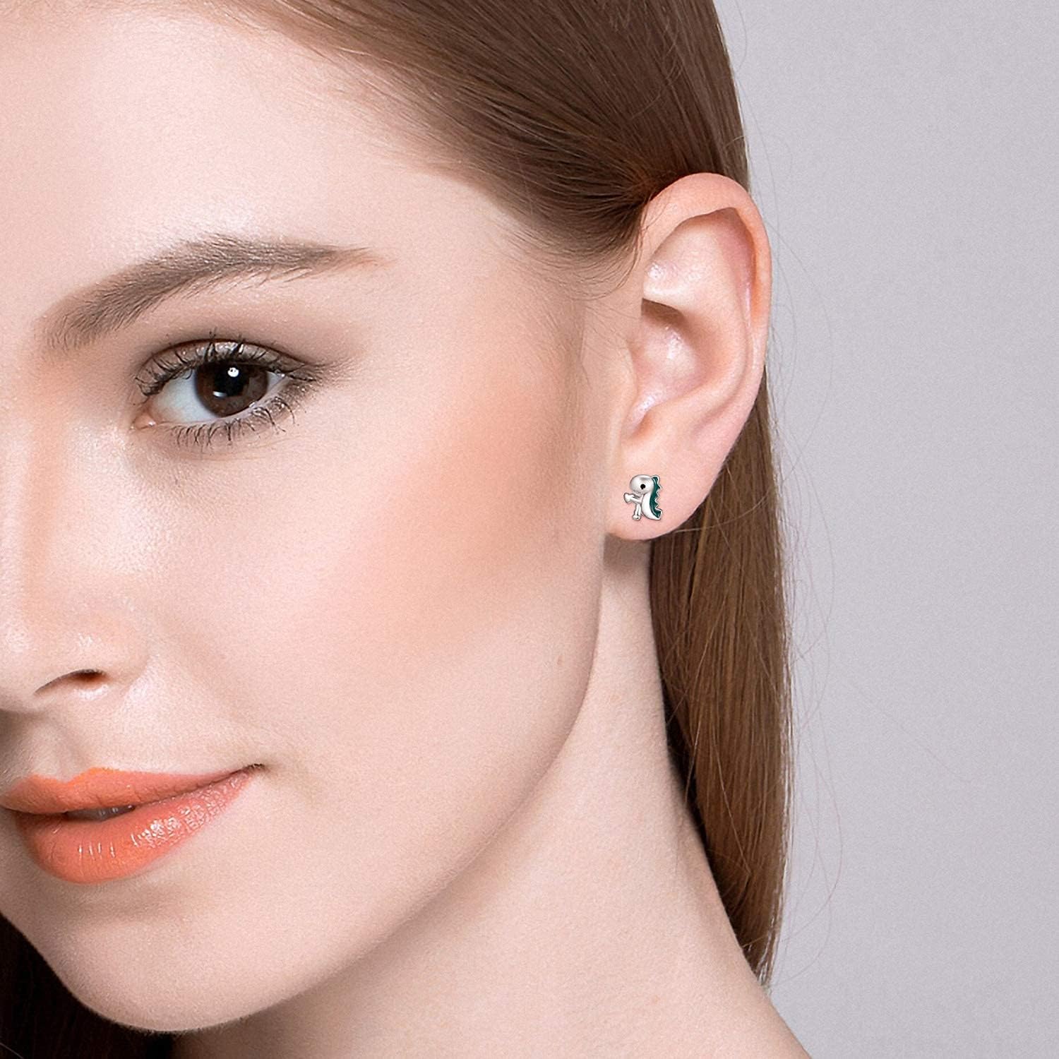 KINGWHYTE Dinosaur Earrings 925 Sterling Silver Animal Studs Green Cartoon Dinosaur Studs Birthday Christmas Anniversary Jewelry Gifts for Women - Image 5