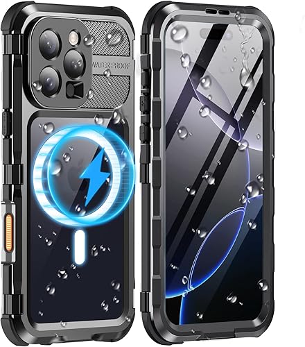 Miniatura 85 de WIFORT Funda impermeable para iPhone 14 Pro - Funda protectora de cuerpo completo de metal resistente, protector de pantalla integrado, IP68 a