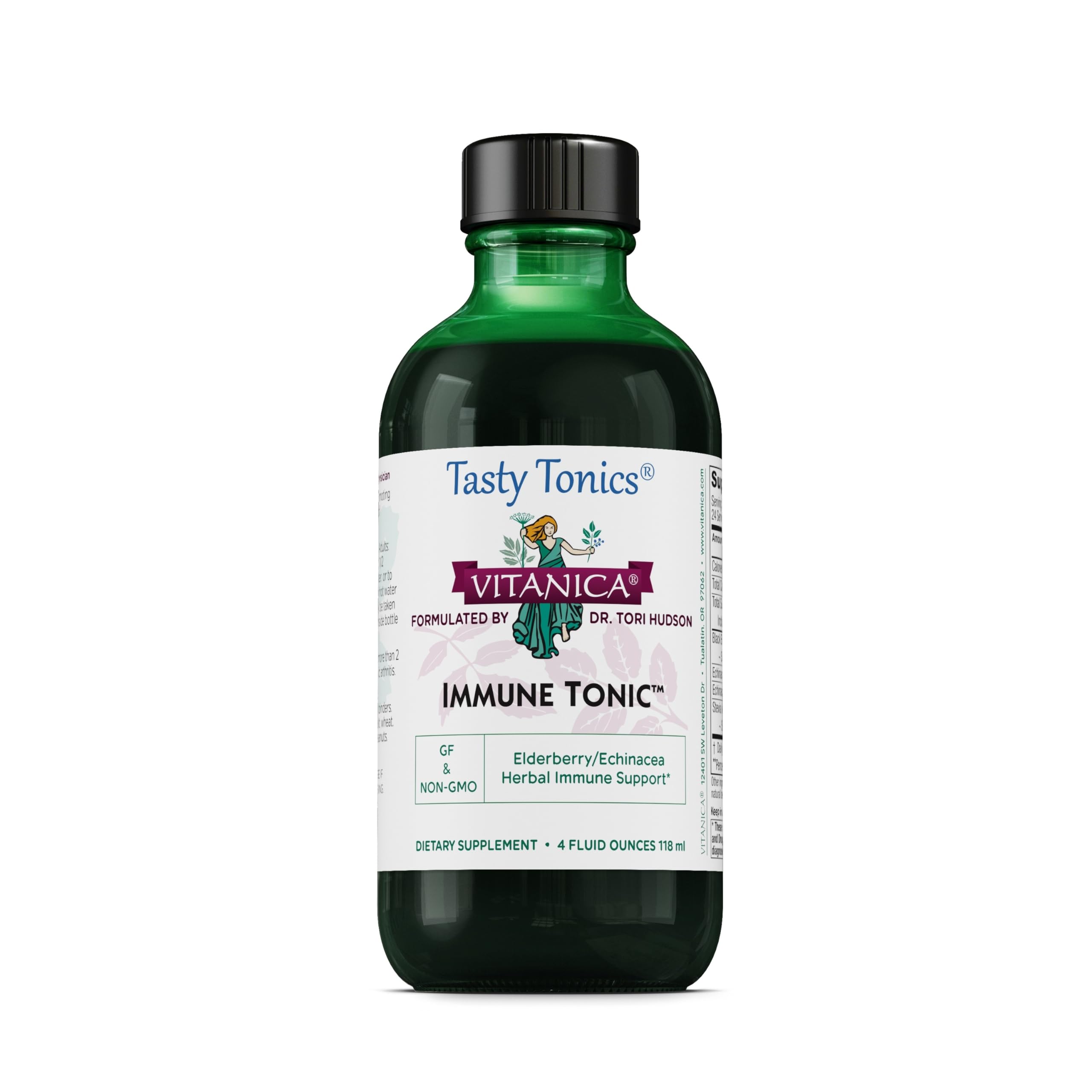 Vitanica Immune Tonic, Alcohol-Free, Elderberry & Echinacea, 4 fl oz Lady - 4 Fl Oz
