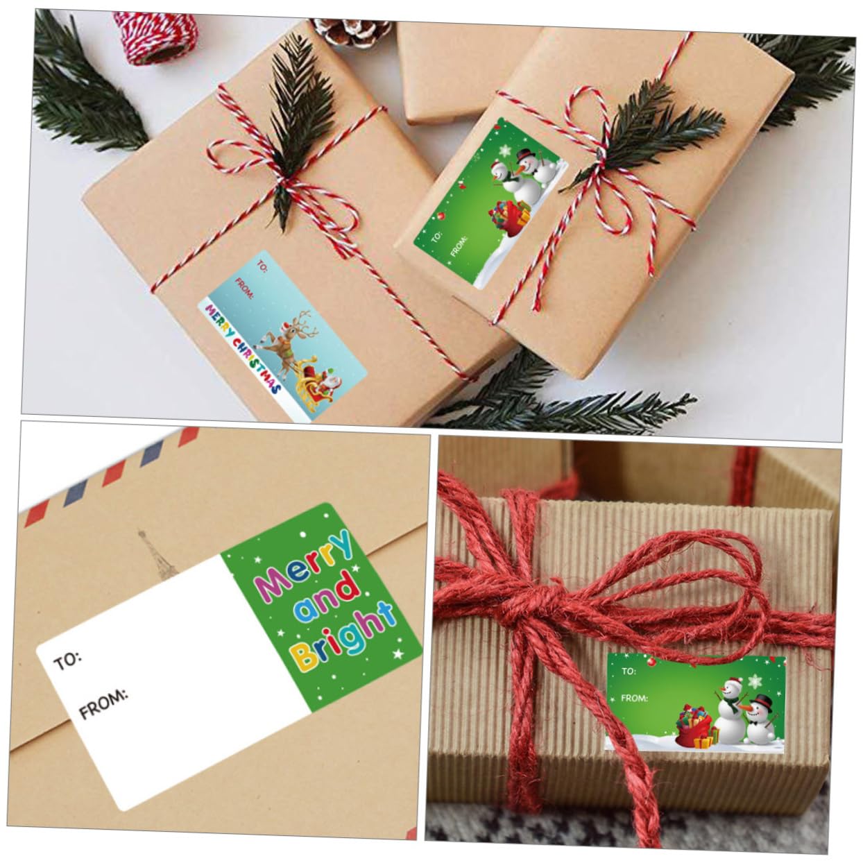 SHINEOFI 2 Juegos Pegatinas Navideñas Etiquetas Adhesivas Para Etiquetas Navideñas Etiqueta Engomada Del Arte De Navidad Sello Pegatinas Etiquetas De Etiquetas De Navidad 2 Rollos*2