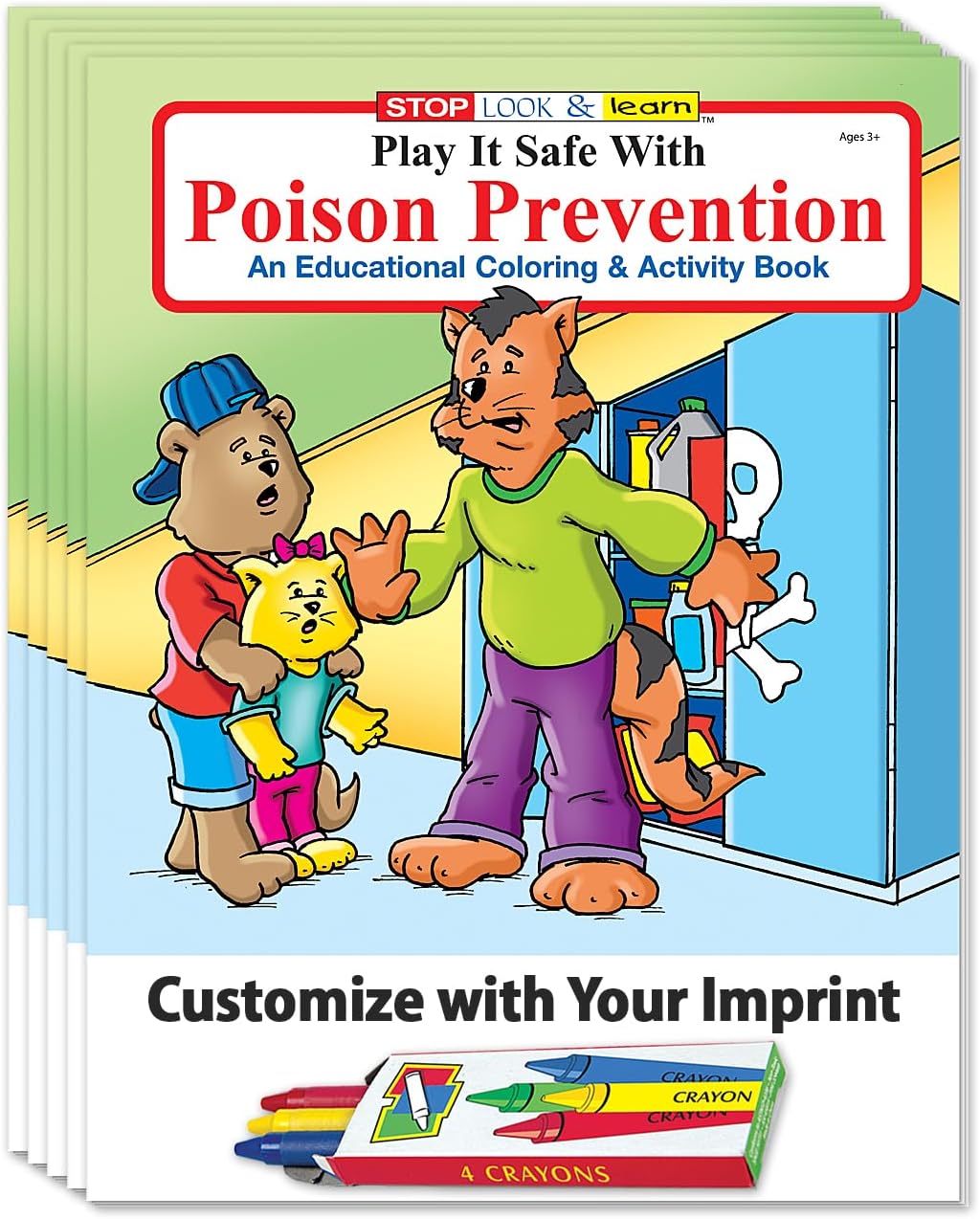 ZOCO – Poison Prevention – Coloring & Activity Books for Kids (250 Bulk Pack, With Crayons) – Teach Toddlers about Poisons & Medicine Safety