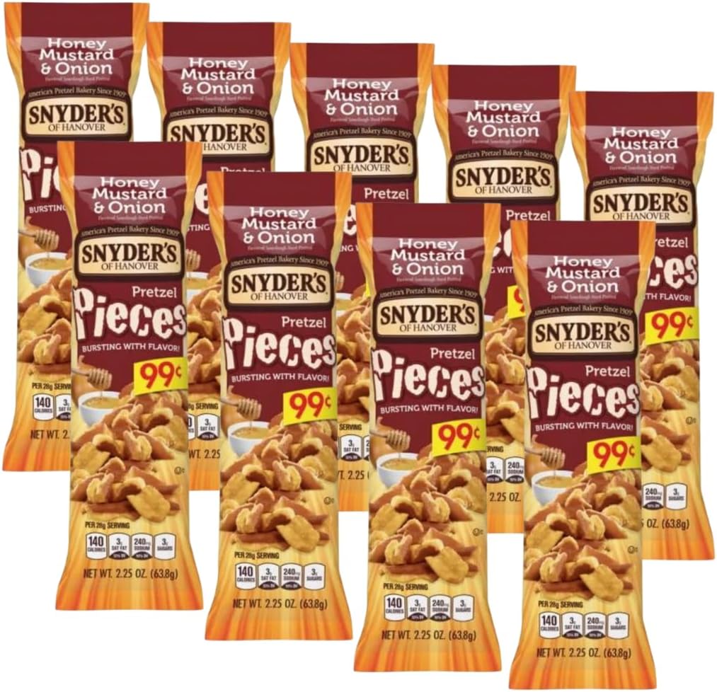 Honey Mustard & Onion Pretzel Pieces, 3.25oz Bag (Pack Of 9)