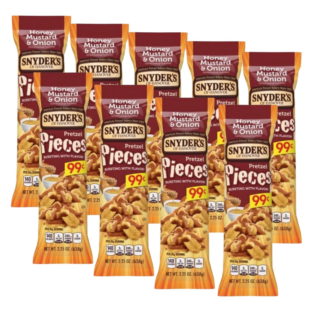 Honey Mustard & Onion Pretzel Pieces, 3.25oz Bag (Pack Of 9)