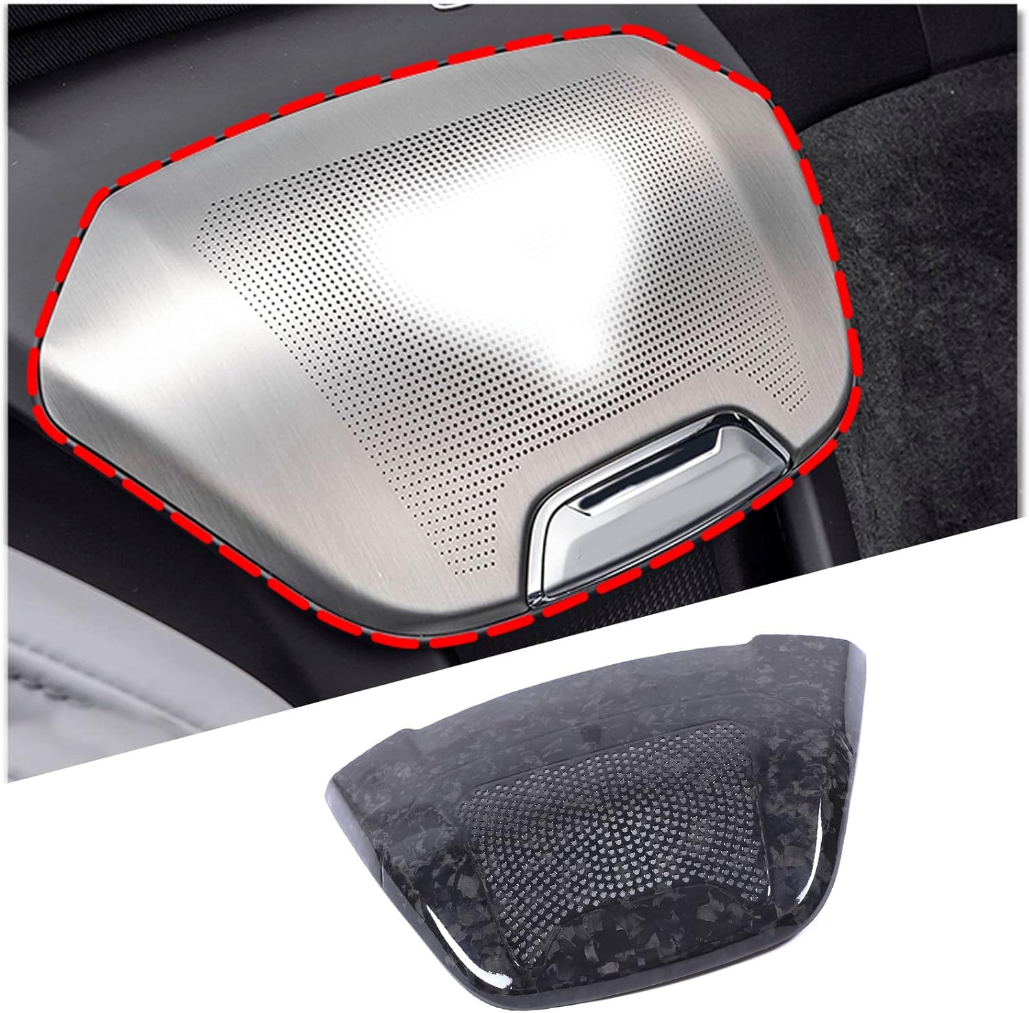 Daeiclru Real Carbon Fiber Rear Speaker Upper Panel Cover Trim Compatible with Chevrolet Corvette C8 Coupe 2LT 3LT 2020-2023, Interior Phone Charger Waterfall Upper Trim (Red)