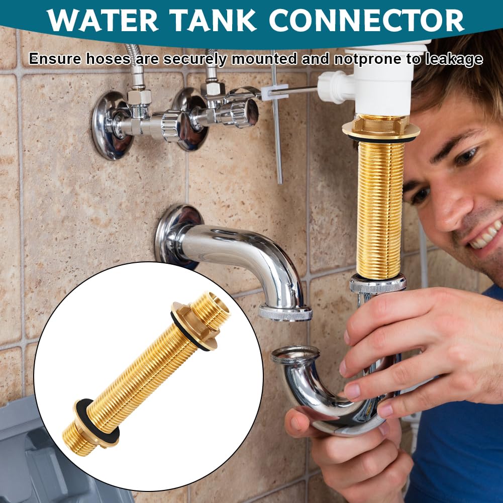 2 Stück G3/4 Messing Schottverschraubung 10cm - Für Regentonnen & Wassertanks