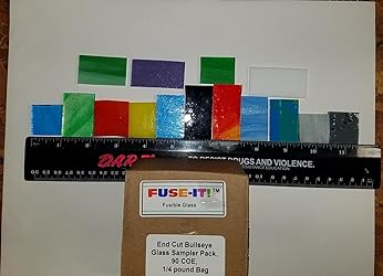 HEEPDD Bullseye Glass Sampler Package with 7 Sheets, Fused Glass in 7 Spectrum System 96 Glass Sampler Package Spectrum System 96 Glass Sampler Package