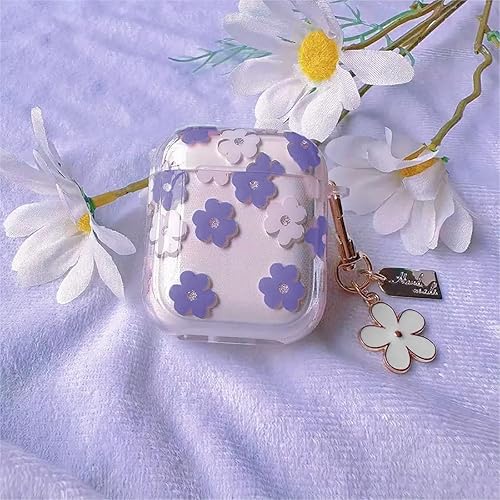 Miniatura 7 de Funda transparente para Airpods de 21 generación, funda protectora de TPU suave con flores de 21 generación, funda protectora de piel para niñas y
