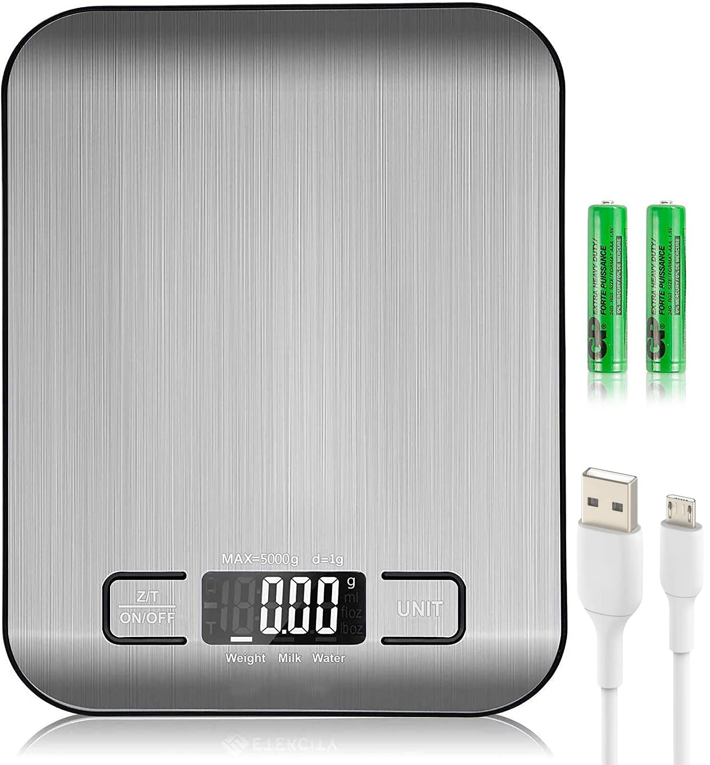 Food Kitchen Scale, Grams and Ounces, Rechargeable Digital Scale 1g/0.1oz Precise Graduation for