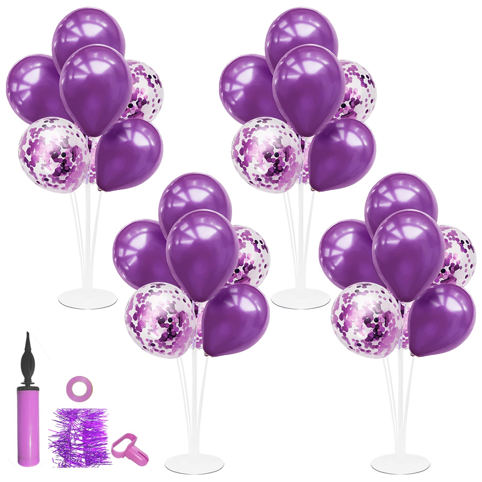 ZJDHPTY 4Set Purple Balloon Stand Table Centerpieces Party Decor
