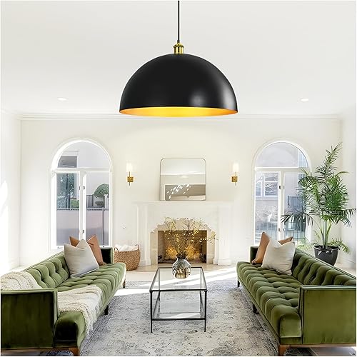 Miniatura 20 de Lámpara Colgante de Granja Negra Accesorios de Lámpara Colgante - Luces Colgantes de Isla de Cocina de 16 pulgadas Luces Colgantes Industriales de