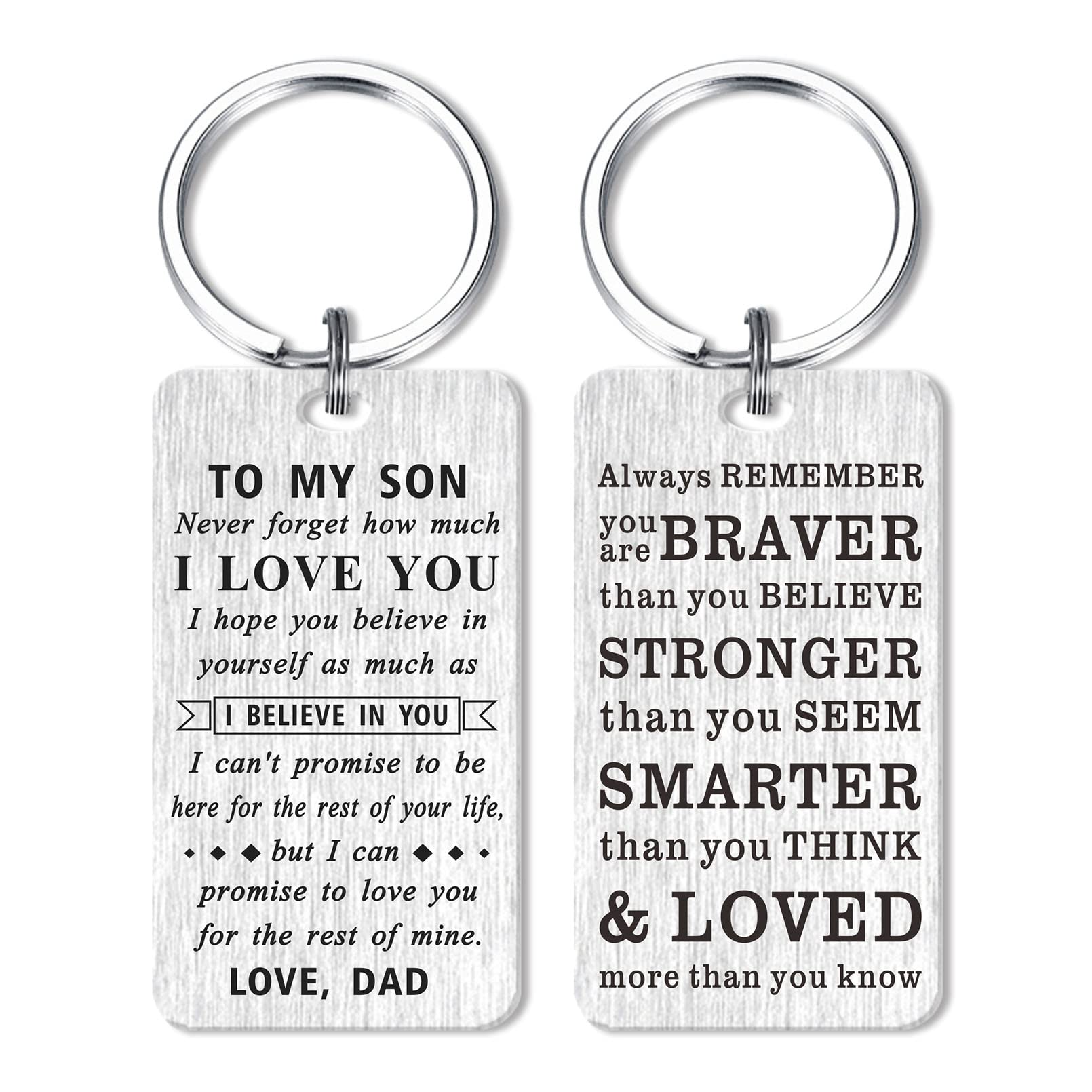 MOQIYXL To My Son Keychain Gifts Inspirational Quotes, Never Forget I Love You