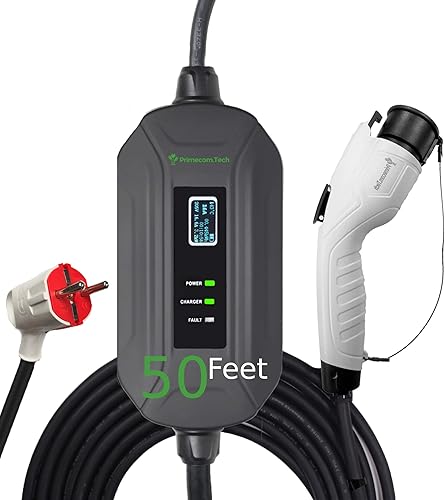 Vista 24 de PRIMECOM - Cargador para vehículos eléctricos (EV) de nivel 2 (220 V/240 V); cargador portátil inteligente para estaciones de carga de vehículos