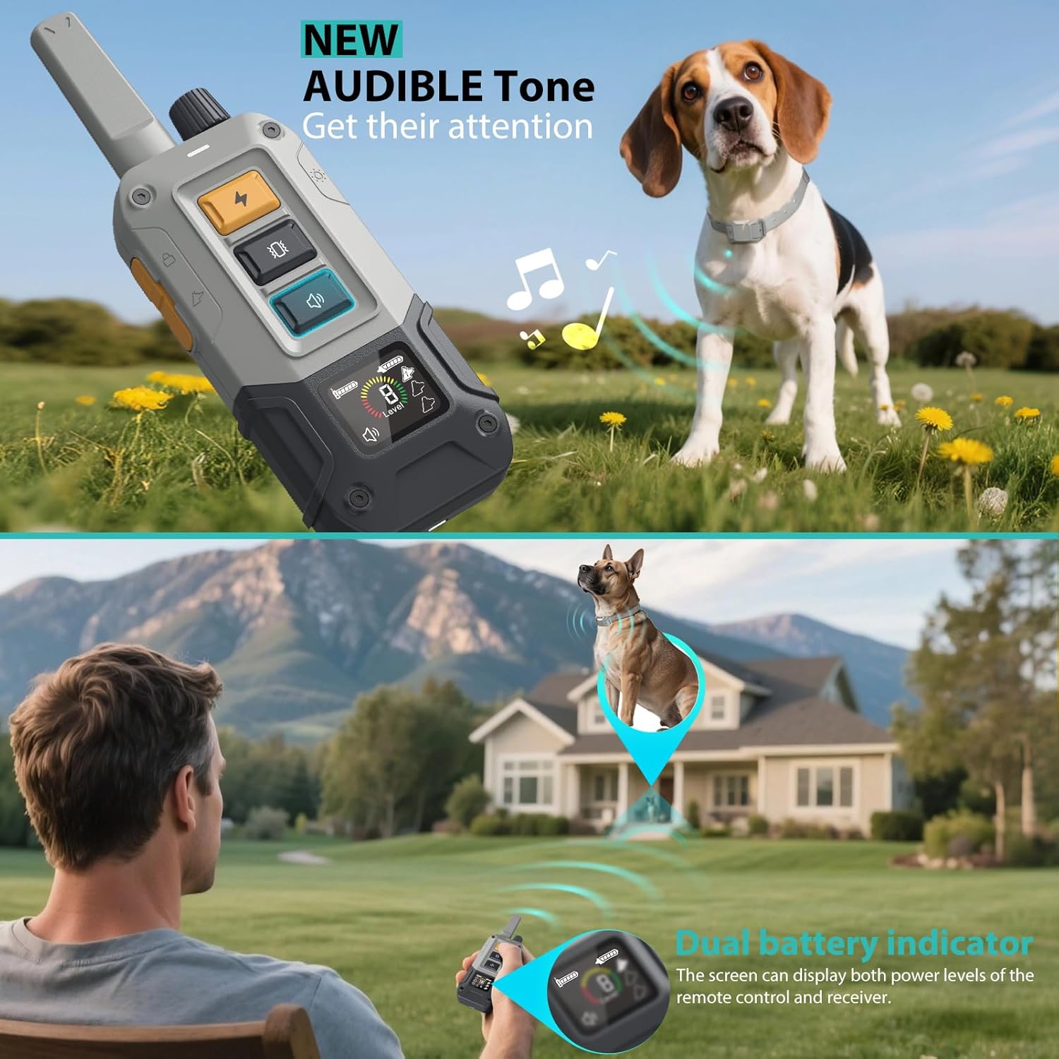 CanineJoy Dog Shock Collar – 4800ft Dog Training Collar with Remote, IPX7 Waterproof & Rechargeable E-Collar with 4 Training Modes, Security Lock, for Large Medium Small Dogs(7-130lbs)