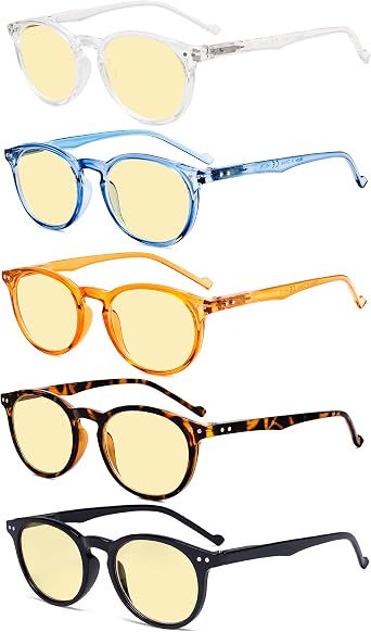 Eyekepper 5-Pack Oval Round Spring Hinges Eyeglasses Includes Sunglasses