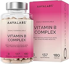 Vitamin B Complex High Dosage Vegan | 261mg of B Vitamins [6 Months]: Vitamin B1, B2, B3 (Niacin), B5, B6, B8 (Biotin), Vitamin B12 and Folic Acid (B9), Inositol and Choline - 180 Capsules