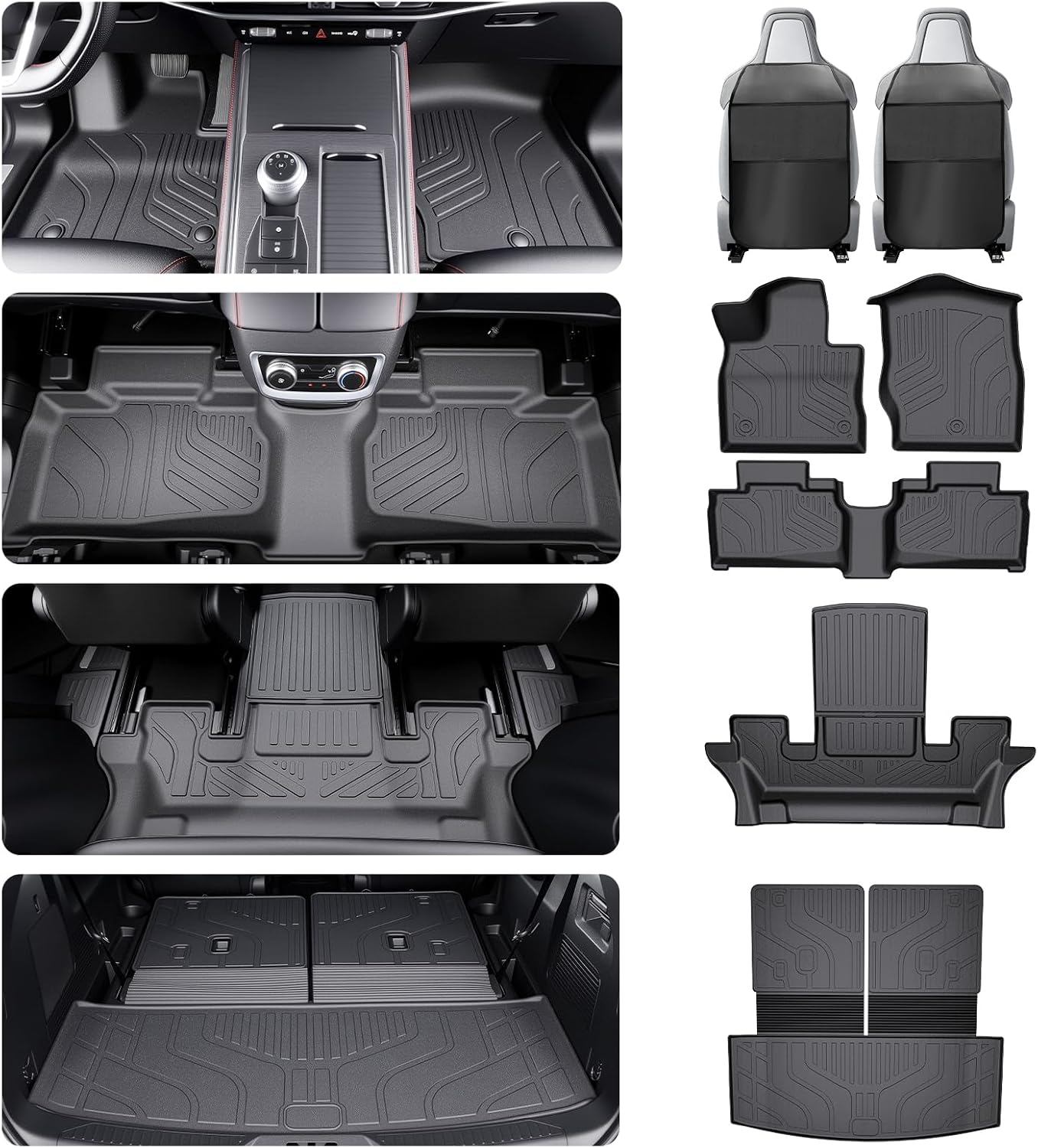 Gygy Floor Mats for Ford Explorer 2020-2025 2026 6 Passenger, Custom Fit All Weather car floor mats TPE car mats, Easy Clean Floor Liners, Explorer Accessories floor mats for cars, 5pcs Full Set Black