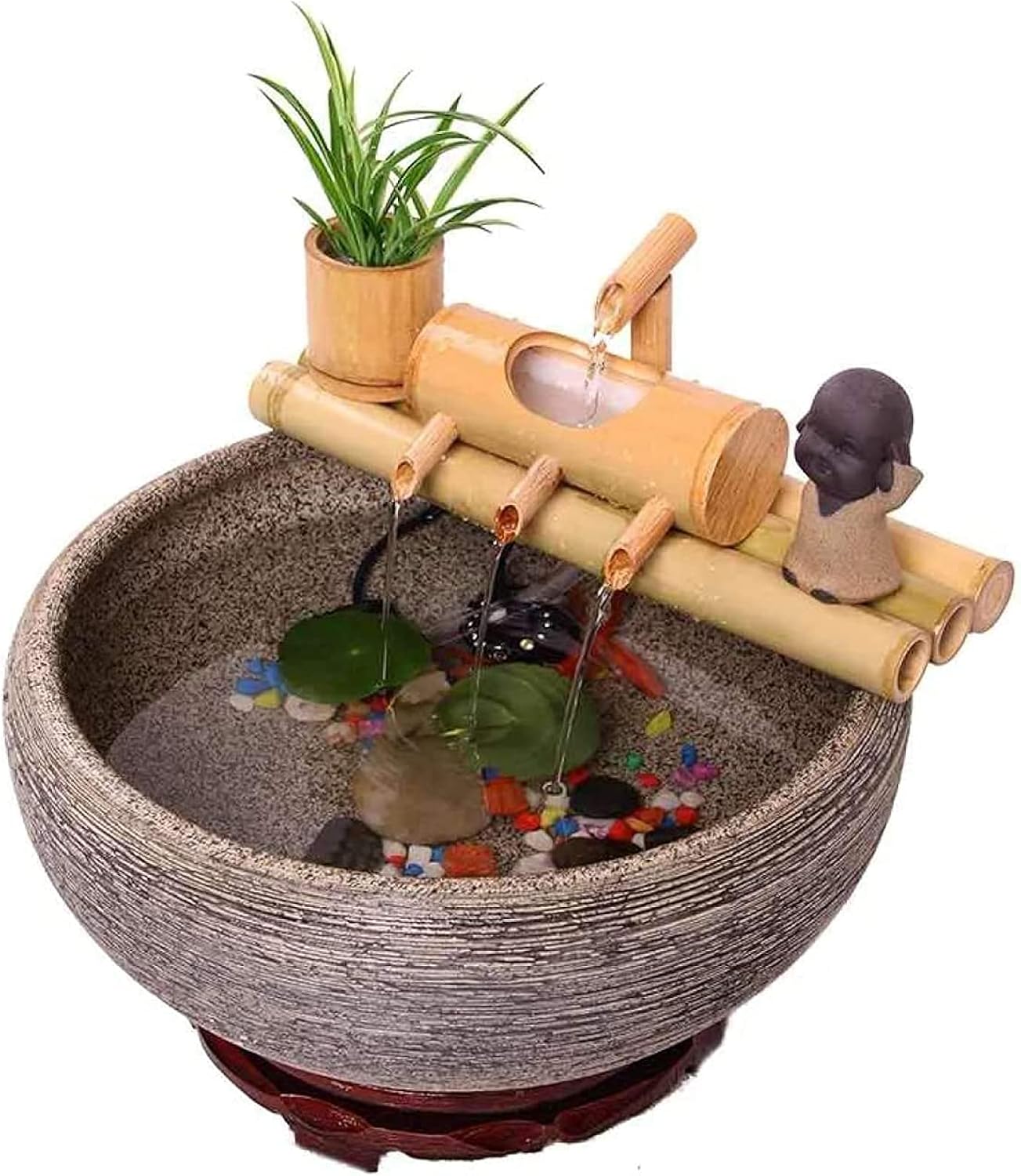 Outdoor Fountain, Bamboo Fountain Decoration, Water Faucet with Pump and Filter Material, Bamboo Fountain Waterscape Fountain (30cm) (50cm) ()