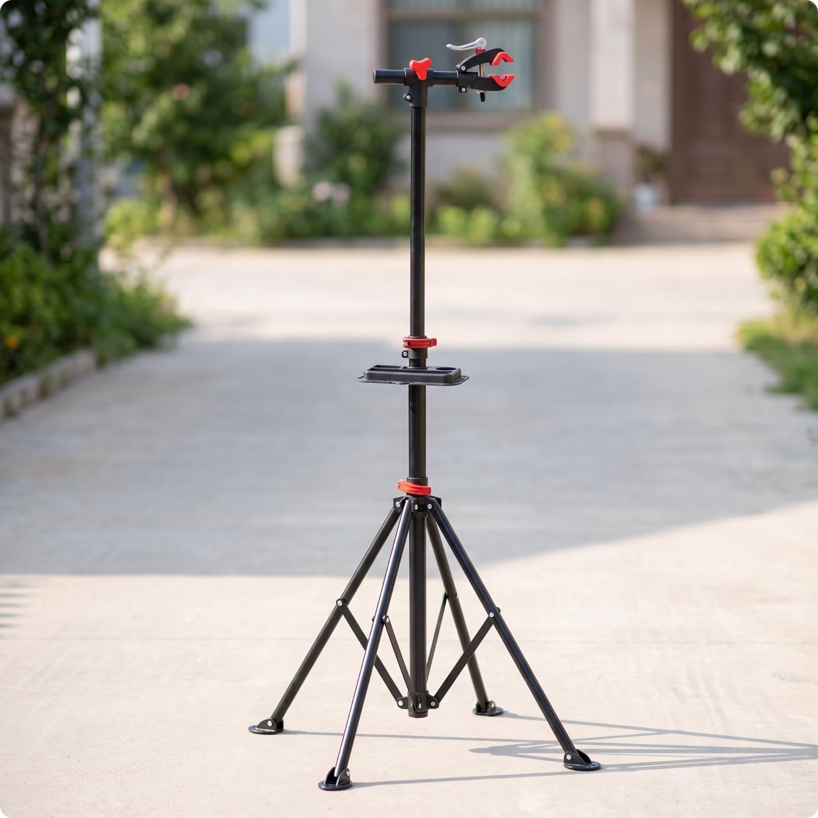 Milageto Cavalletto Regolabile per Bici Portatile | Pieghevole, Cavalletto da Officina per Bicicletta, Salvaspazio, Garage, Ciclisti, Meccanici di Biciclette , Nero E Rosso