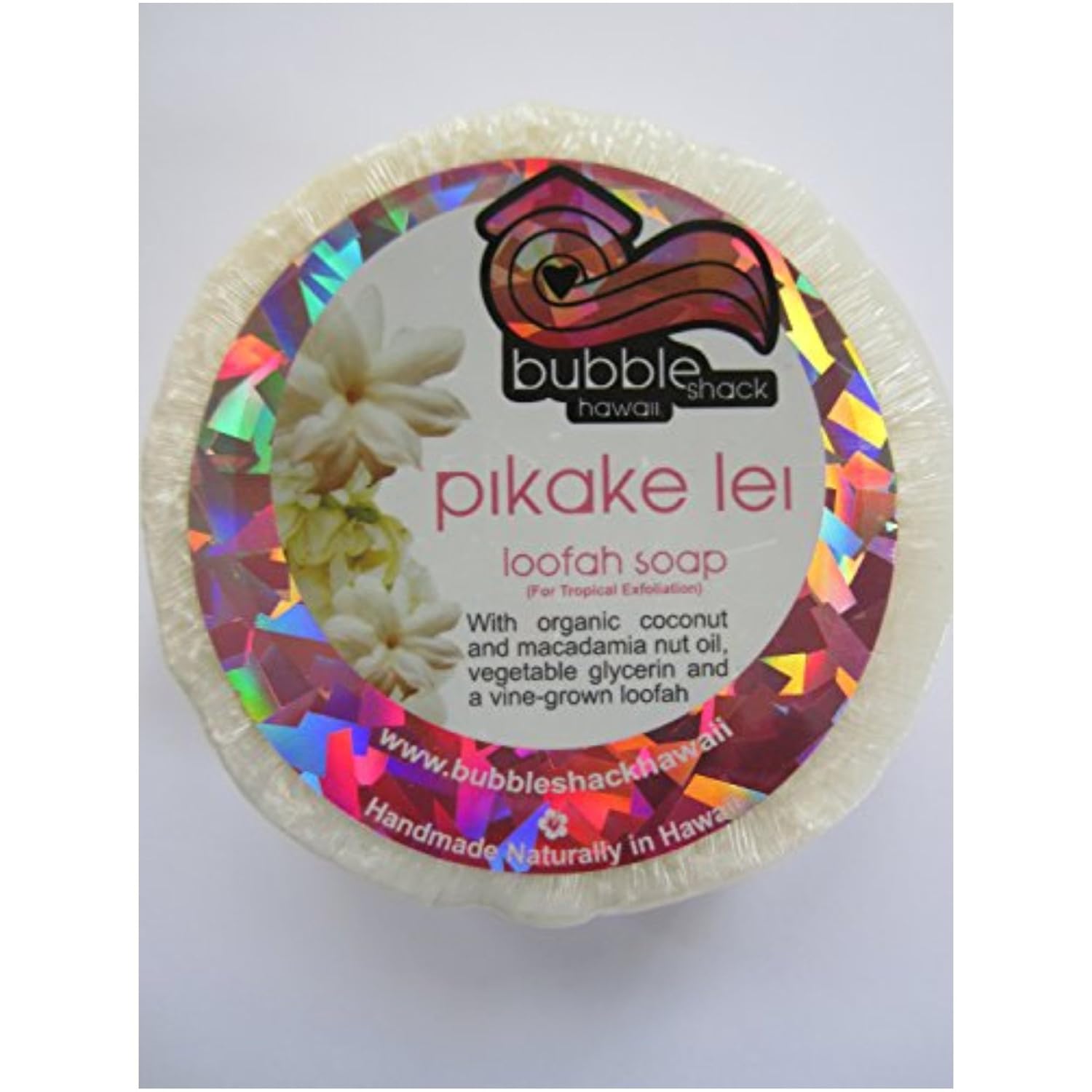 Hawaiian Bubble Shack Loofah Glycerin Soap Pikake Lei 4 Bars