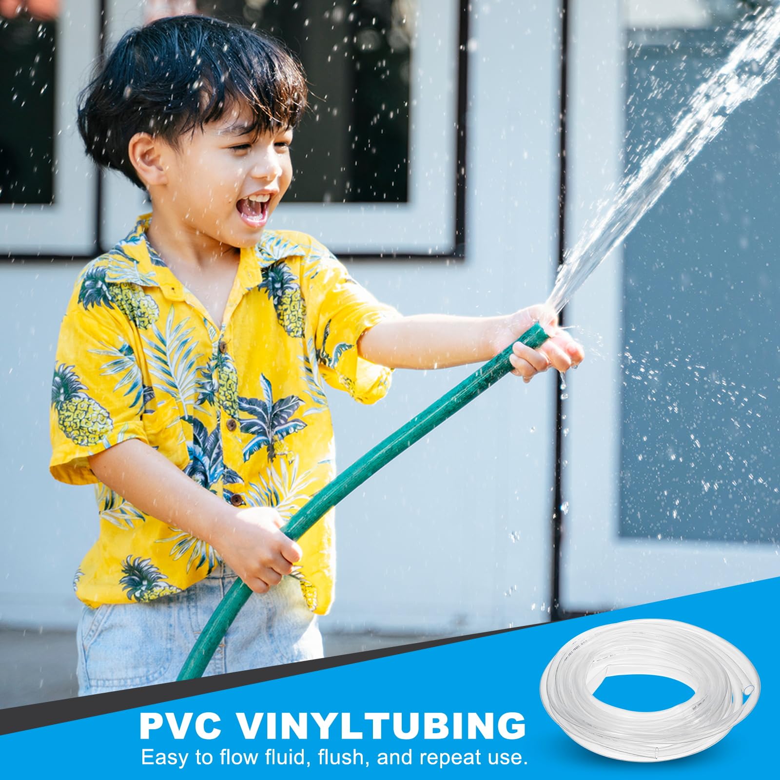 PATIKIL 1Pz Tubo PVC Plastica, 16mm x 19mm x 10 m Tubo Flessibile Trasparente in Vinile con Fascette Stringitubo, Tubi Silicone Gomma Morbido per Acquari Industriali Multiuso in Vinile