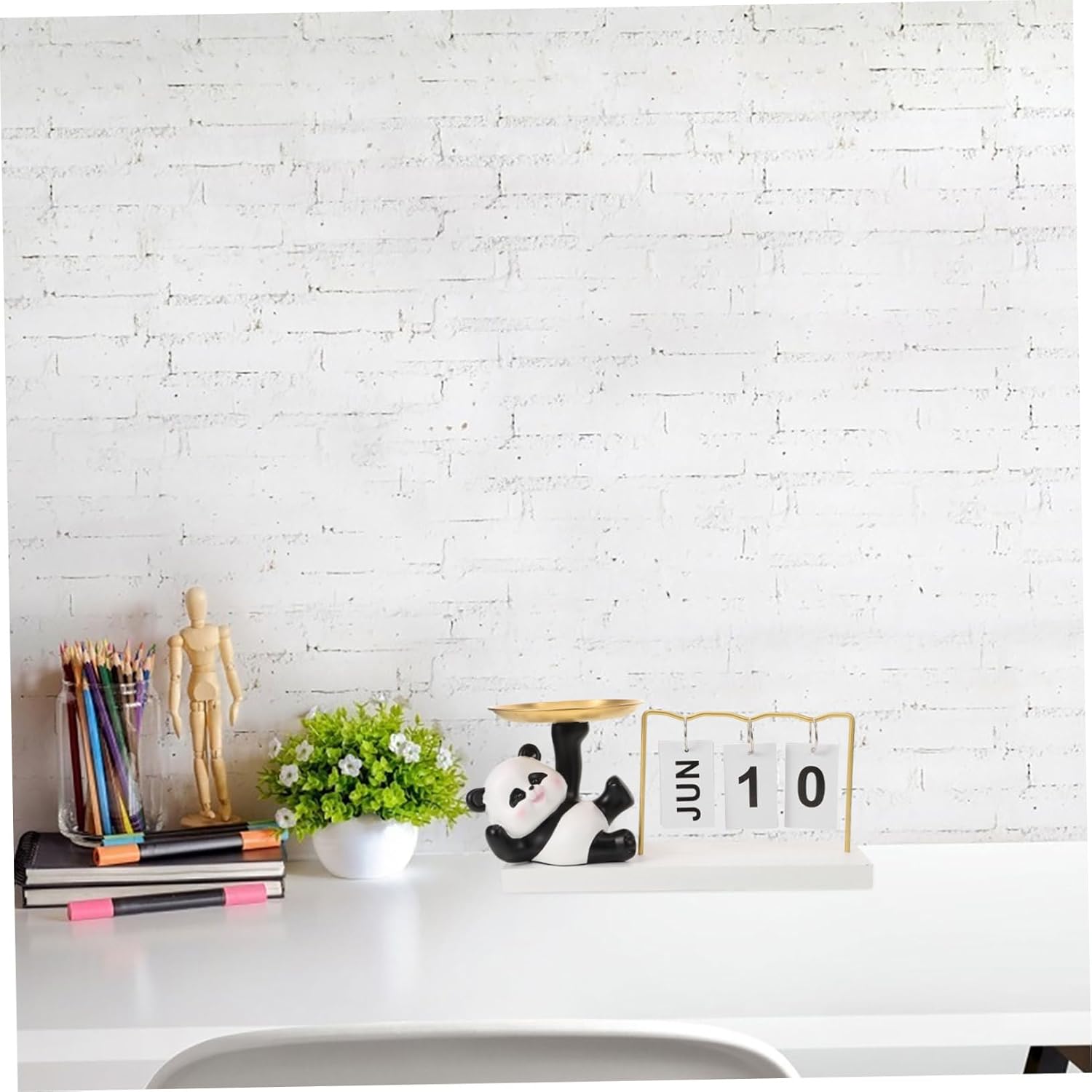 Decorative Panda Calendar Tray Elegant Design for Home Decor Jewelry Display and Trinkets Organization for Entryway Desk Vanity Use