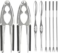 Vista 1 de 8 galletas de nuez resistentes con mango antideslizante para todas las nueces con tenedores, cascanueces y nueces, herramienta de clip