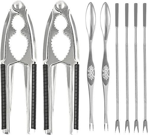 8 galletas de nuez resistentes con mango antideslizante para todas las nueces con tenedores, cascanueces y nueces, herramienta de clip