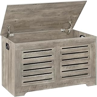 DINZI LVJ Storage Chest, Flip-Top Wooden Toy Box with 2 Safety Hinges, Entryway Shoe