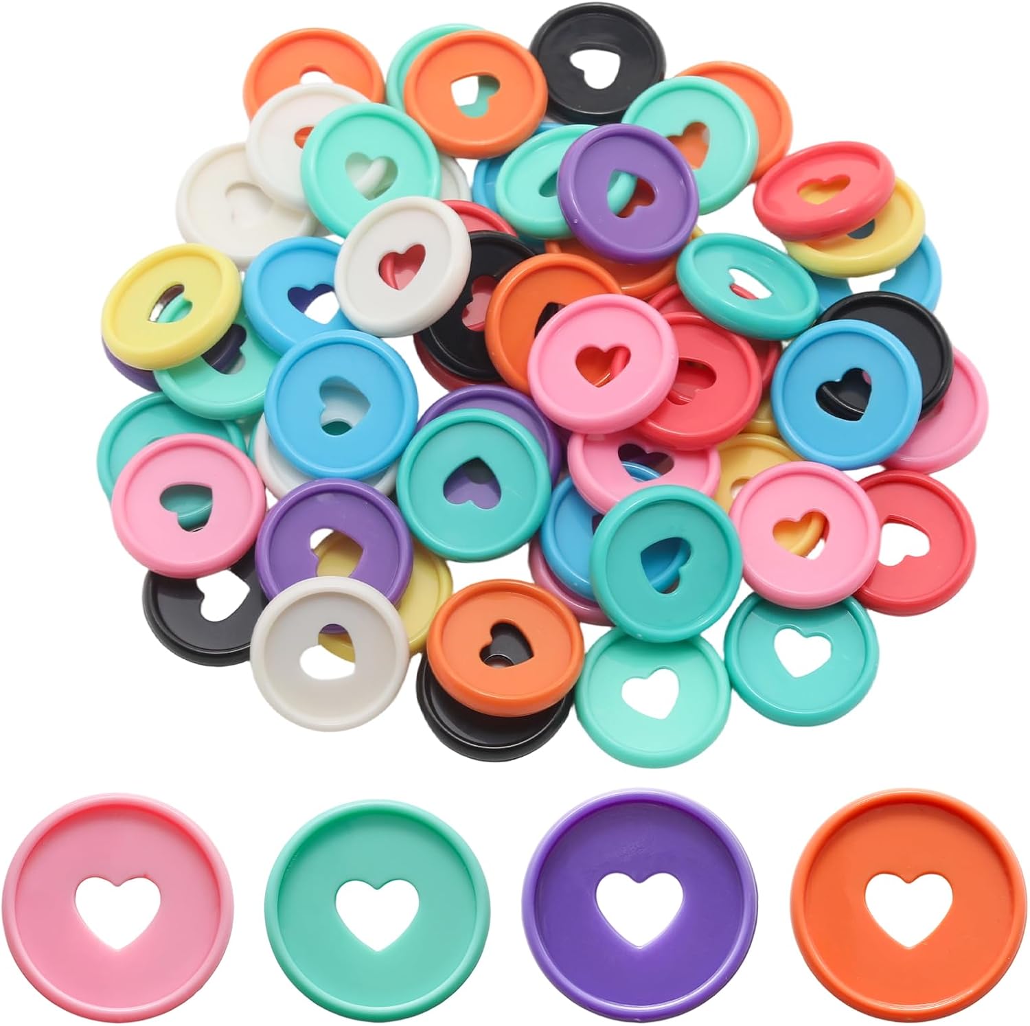 60pcs 10 Colors 1"/24mm Plastic Round Discbound Binder Discs
