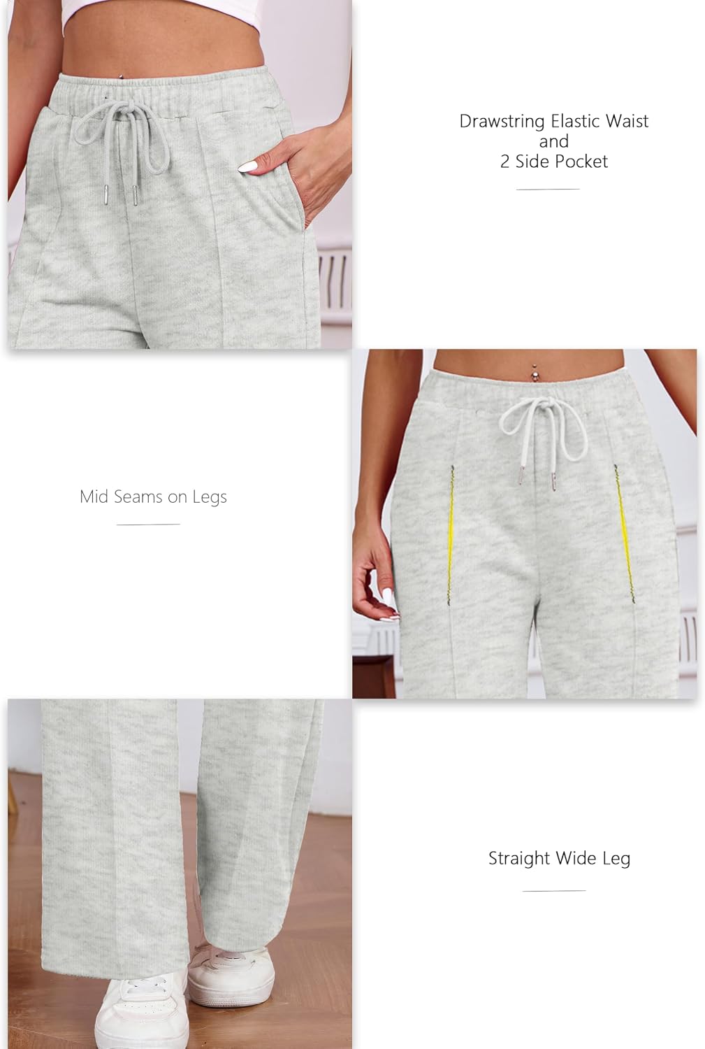 Womens Sweatpants Wide Leg High Waisted Trendy Straight Leg Sweat Pants Joggers for Lounge, Travel, Casual, S-XL
