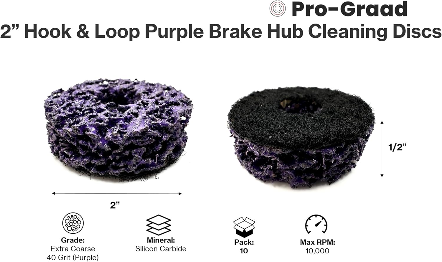 10 Pack 2” Hook & Loop Brake Hub Cleaning Discs, Brake Drum & Rotor, Around Wheel Studs Rust Removal, Replacement Pads Compatible with Hook Style Stud Rust Removal & Wheel Stud Cleaner Tools