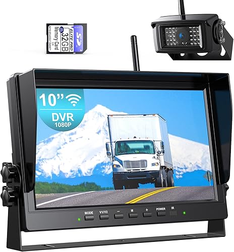 Miniatura 9 de Fookoo Sistema de cámara de respaldo inalámbrico HD de 7 pulgadas, monitor de pantalla dividida cuádruple de 1080P de 7 pulgadas, cámaras de visión