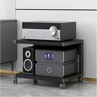 Tocadiscos con Ruedas de 2 Niveles y Soporte para DVD/CD/Audio HiFi - Ideal para Sala de Estar, Juegos y Estudio de grabación (50 x 40 x 55 cm)