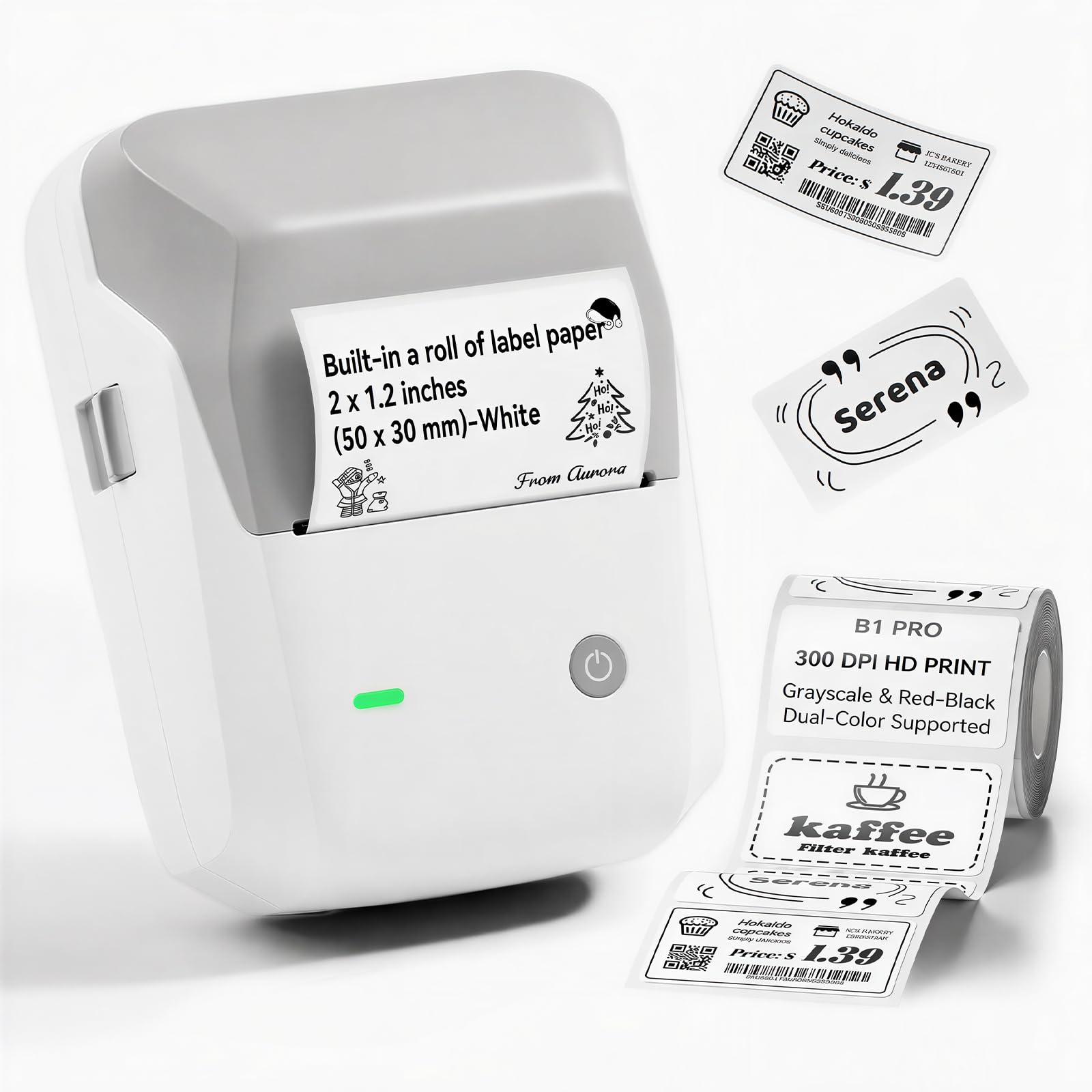 NIIMBOT B1Pro Label Maker, 300DPI HD Sticker Printer for Photo, Gray