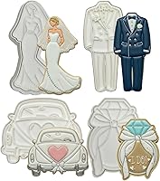 Vista 8 de Flycalf Cortadores de galletas de boda con mango de émbolo para dama de honor, despedida de soltera, vacaciones, ácido poliláctico para hornear