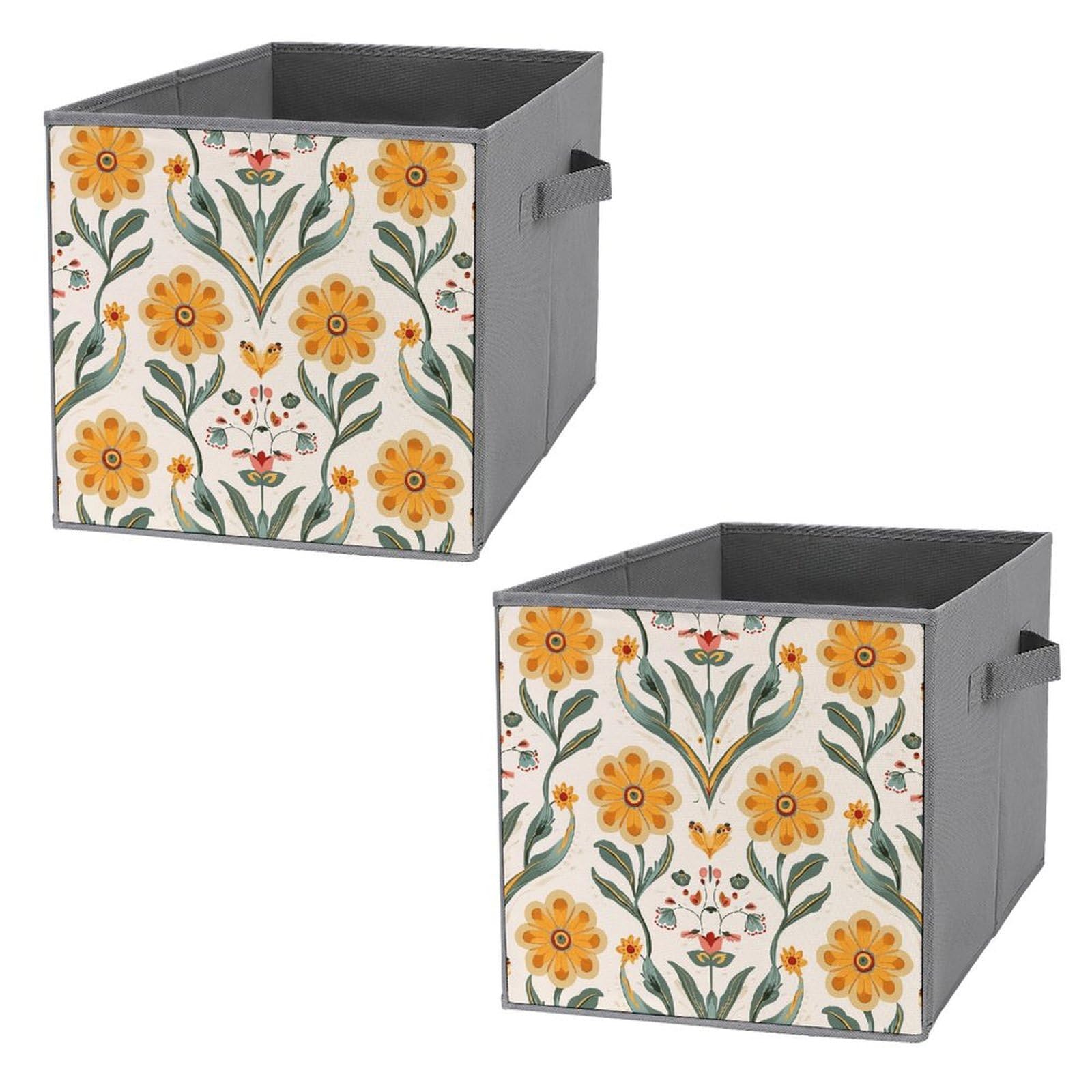 Boîtes de rangement pliables florales pour optimiser le placard