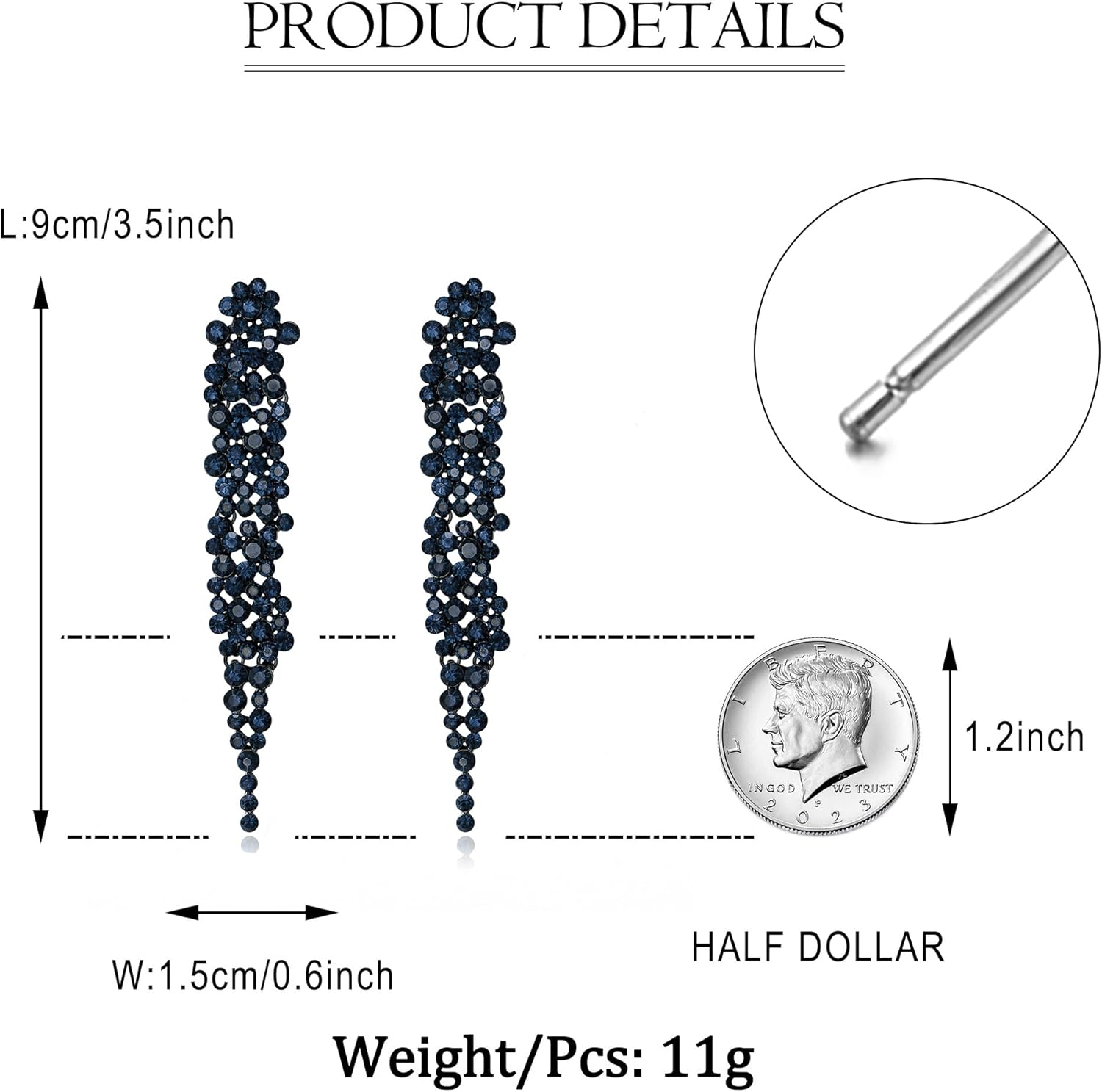 EVER FAITH Wedding Rhinestone Crystal Art Deco Statement Earring, Banquet Prom Long Chandelier Dangle Earrings for Women Bride - Image 6