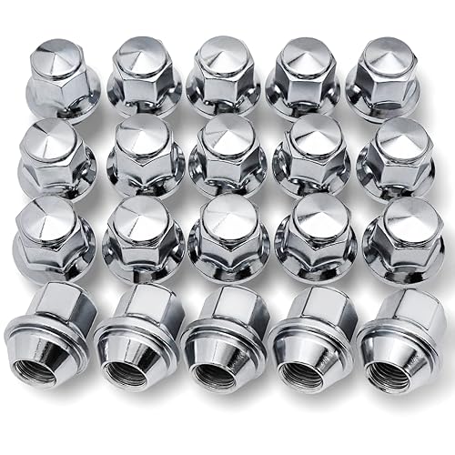 20 tuercas de llanta M14 x 1.5  1316 pulgadas, 0.827 in de longitud, tuerca de rueda cromada estilo fábrica para Ford Mustang Explorer Edge Fusion