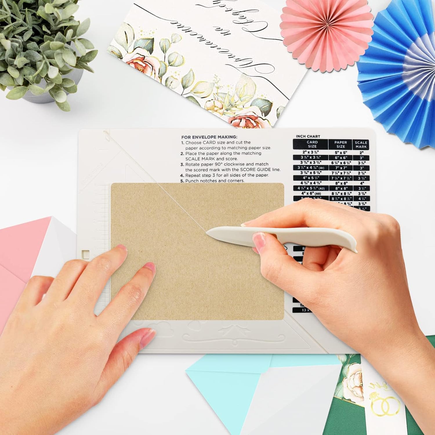 Scoring Board - Scoreboard for Paper Crafts, Scoring Tool, Envelope Maker for PaperCrafts, Multipurpose Envelope Punch Boards, Small Paper Score Boards, Mini ScoreBoards for Card Making