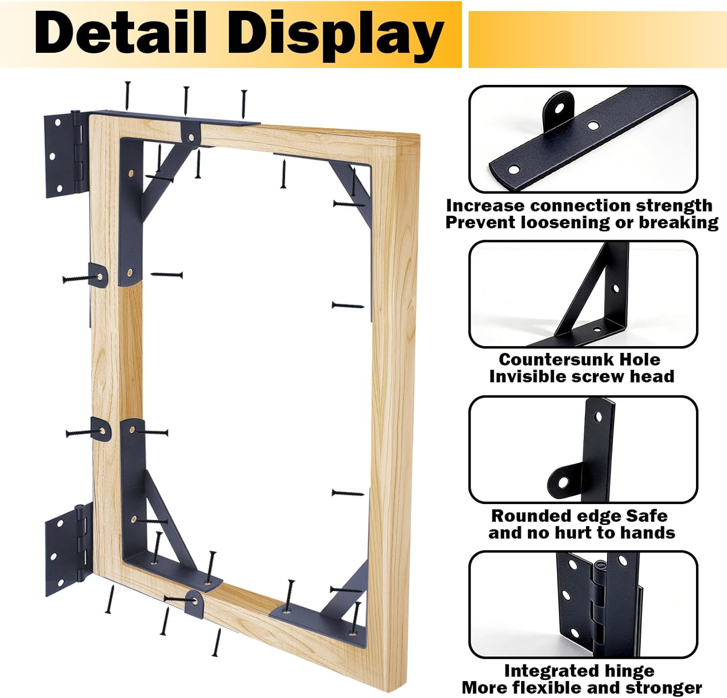 1 Sets Anti-Sag Gate Kit, Heavy Duty No Sag Gate Brace with Corner Bracket & Self-Locking Latch, Designed for Wooden Fence Gates