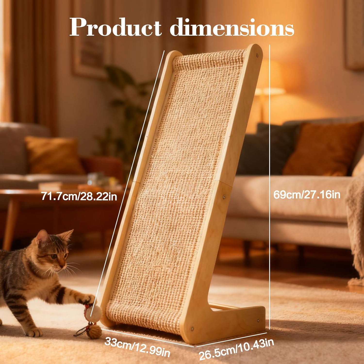 2-in-1 Cat Scratching Post with Replaceable Sisal Pads – Durable Scratcher Toy for Indoor Cats