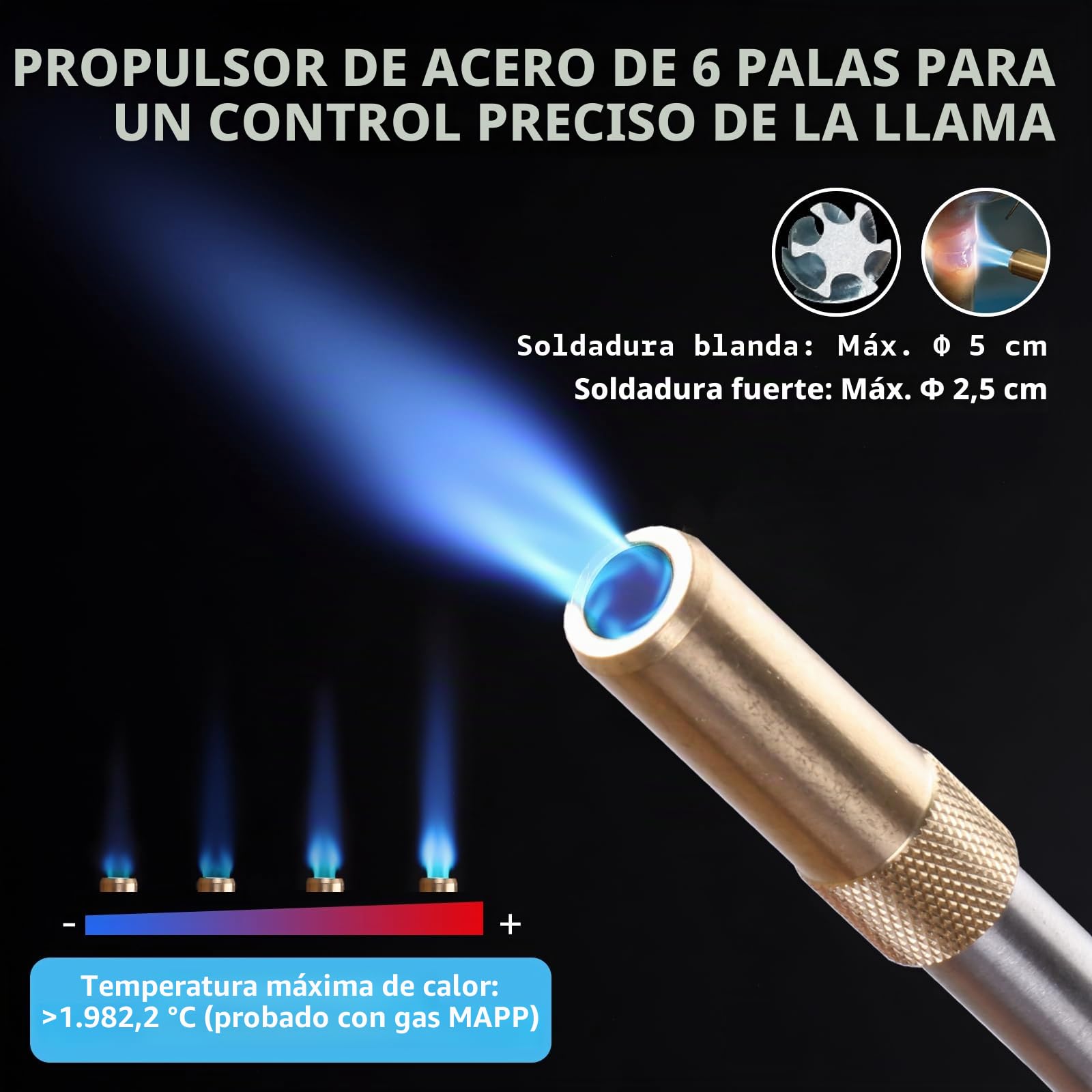 MAPP - Kit de antorcha de gas con funda, perilla de ajuste, gatillo, manguera de propano para soldadura, soldadura, fontanería, HVAC