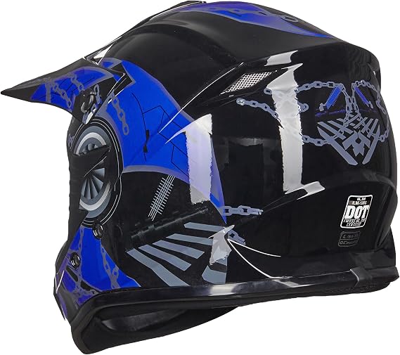 ILM Youth & Kids Dirt Bike Helmets Motocross ATV Dirtbike BMX MX Offroad Full Face Motorcycle Helmet, DOT Approved Model 128YS (Blue Black, Youth-Small)