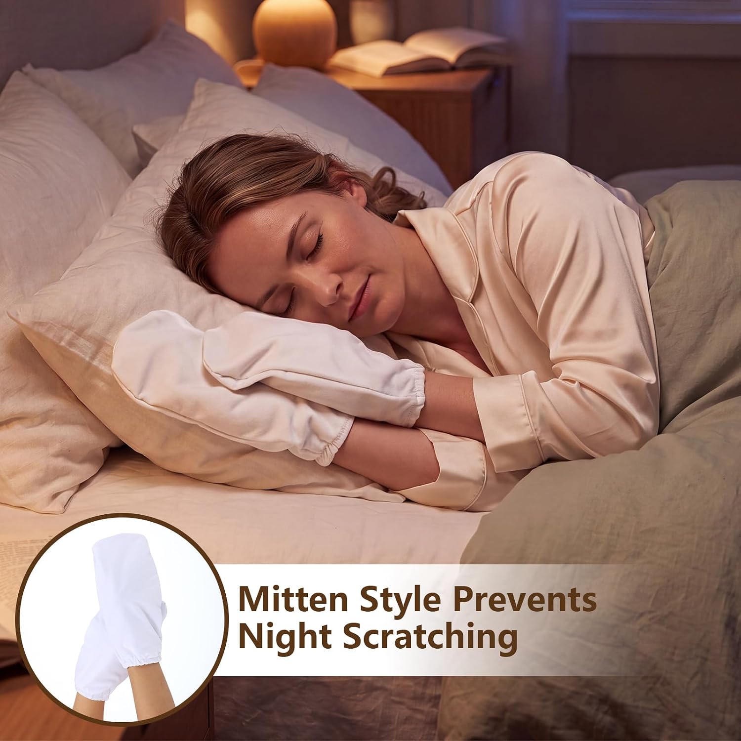 Sosation 3 Pairs Medium Overnight Cotton Mitten Gloves for Dry Hands