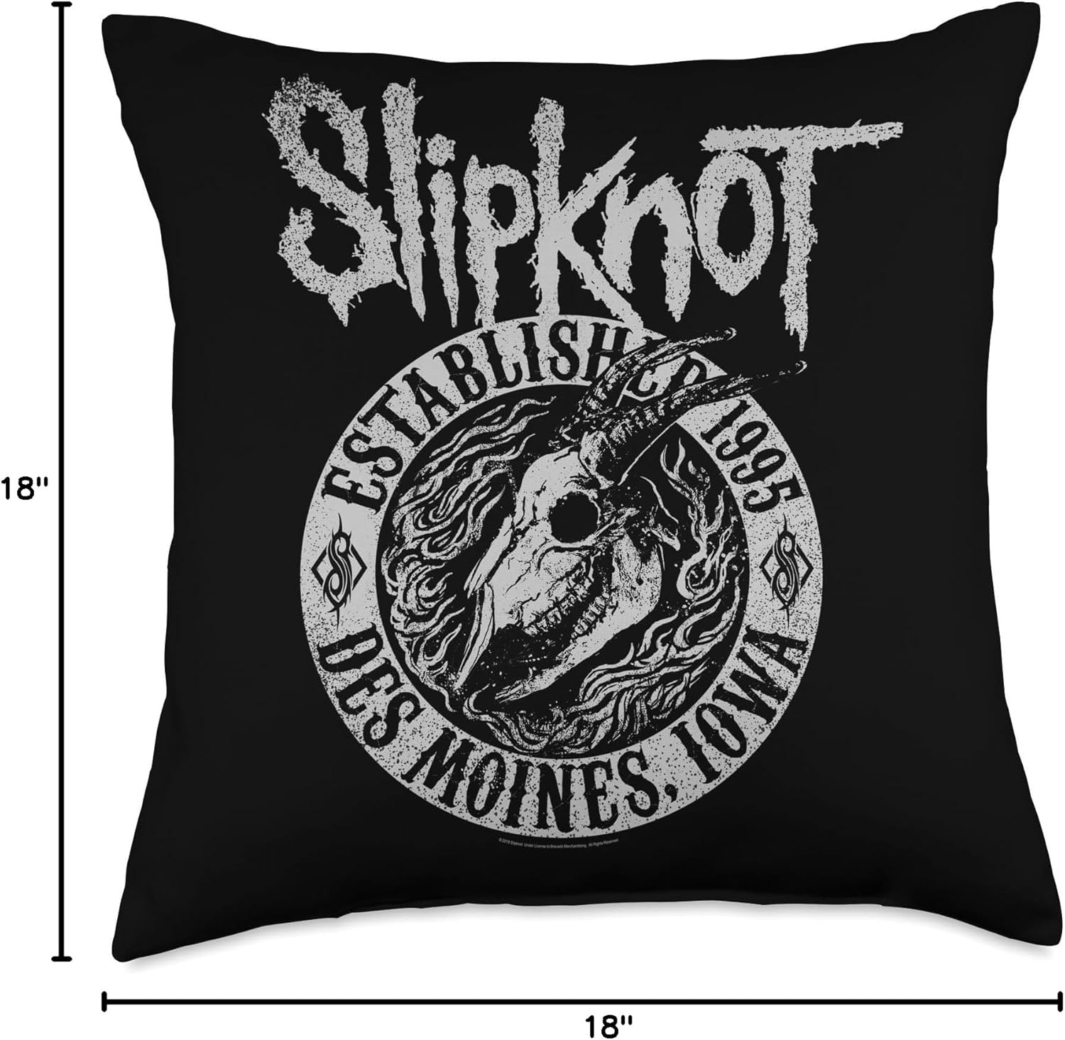 Official Slipknot Goat Flames Black Throw Pillow