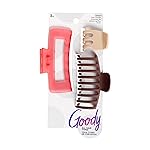 Goody SlideProof Rectangular Claw Clips - 3 Ct (1 Small + 2 Large), Warm Tones, Secure Grip Hair Styling Accessories for Women & Men, All Hair Types