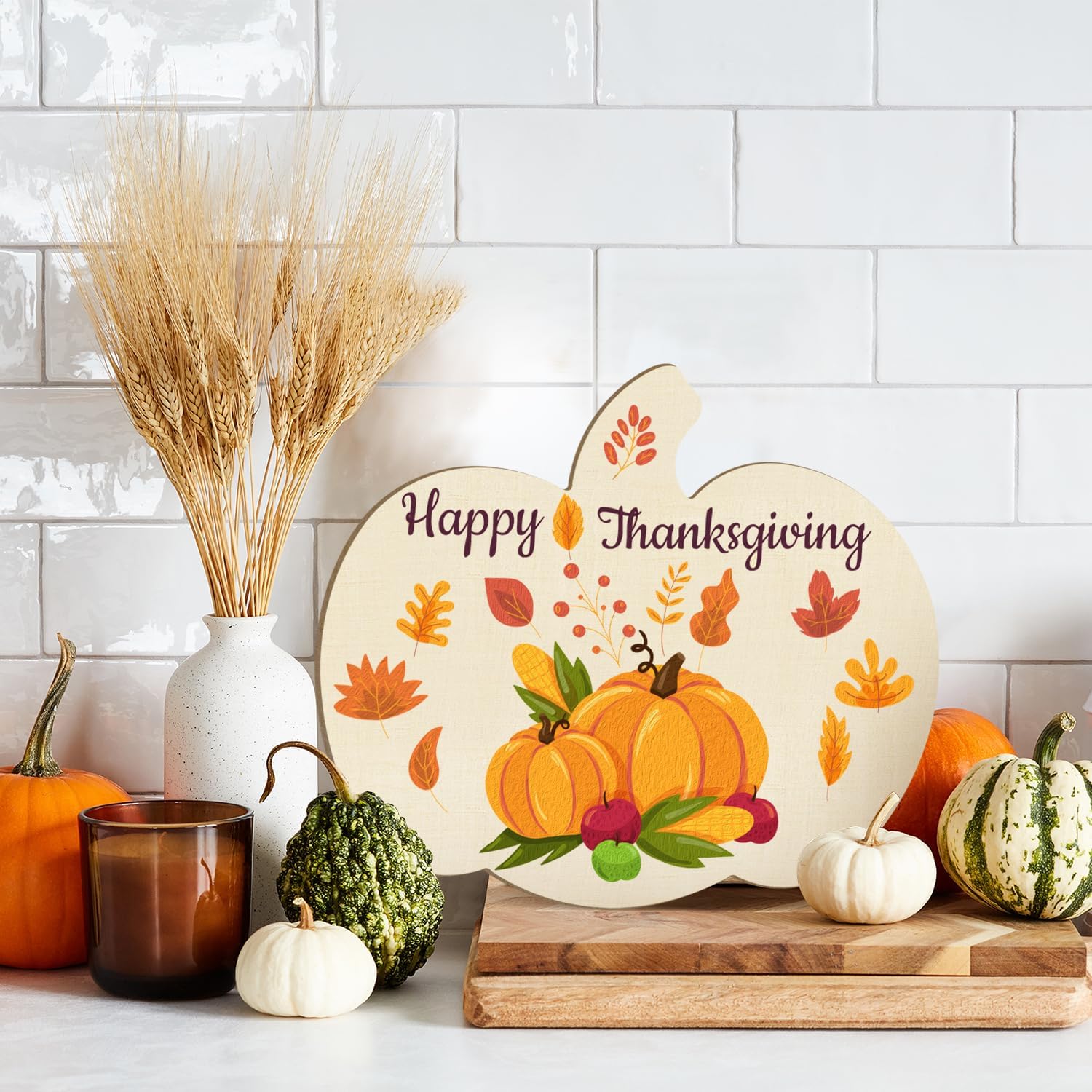 Wooden Pumpkins Ornaments to Paint Halloween Thanksgiving Decoration Cutouts Unfinished 6Pack, DIY Blank Unfinished Pumpkin Ornament for Home Harvest Crafts Autumn Decoration