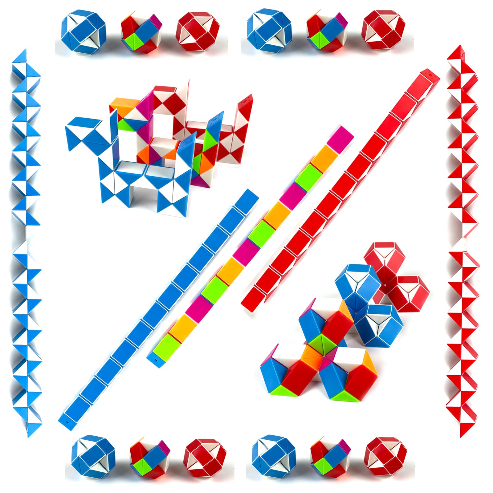 gadget compleanno bambini-25 pezzi Mini serpente magico 24 Blocchi-regalini fine festa compleanno-giocattolo rompicapo-Regalo per bambini piccoli, Magic Snakes per ragazzi e ragazze
