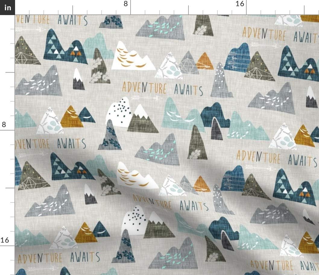 Spoonflower Fabric - Boho, Mountain, Adventure, Geometric, Blue, Nursery Printed on Petal Signature Cotton Fabric by The Yard - Sewing Quilting Apparel Crafts Decor